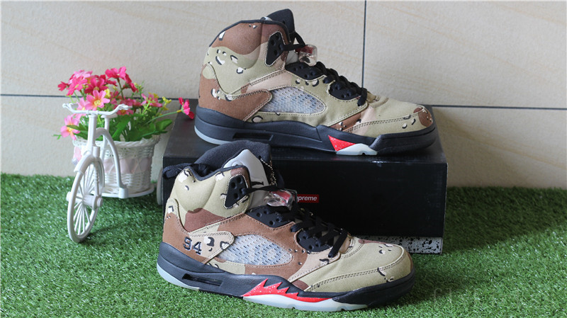 Authentic Supreme x Air Jordan 5 Camo Desert Storm